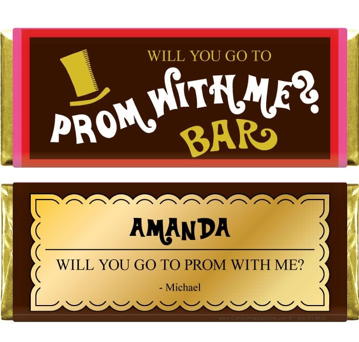 AskPromWonka - Will you go to Prom with me - Wonka Candy Bar Will you go to Prom with me Wonka Candy Bar Wrapper Prom Dance Favors wonka