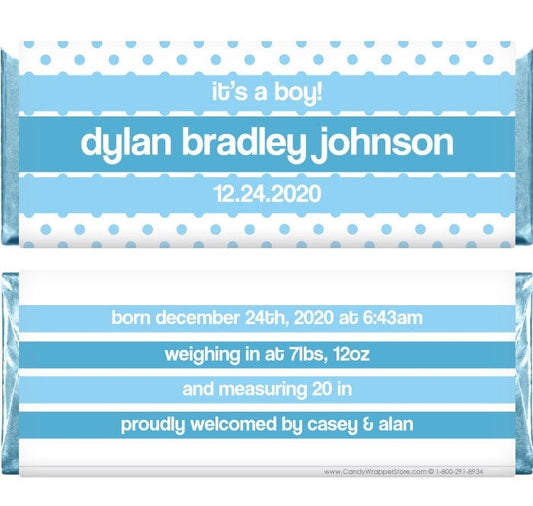 BAB245DCH - Thick Stripes Birth Announcement Candy Bar Wrapper Thick Stripes Birth Announcement Candy Bar Wrapper Birth Announcement bab245