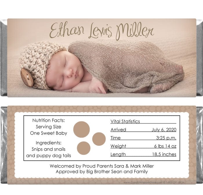 BAB257photo - Sweet Baby Boy Photo Candy Wrapper Sweet Baby Boy Photo Birth Announcement Candy Wrapper Baby & Toddler bab257