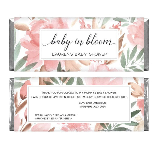 Baby in Bloom Watercolor Floral Baby Shower Candy Bar Wrappers - BS279 Baby in Bloom Watercolor Floral Baby Shower Candy Bar Wrappers Baby & Toddler BS279