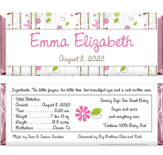 BAG239 - Baby Girl Candy Bar Wrappers Baby Girl Candy Bar Wrappers Birth Announcement BAG239