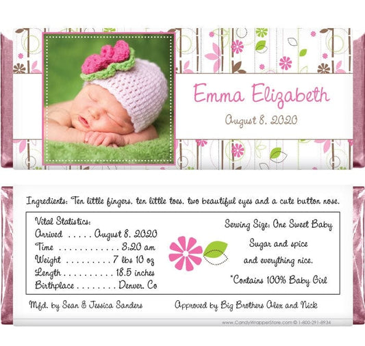 BAG239photo - Photo Baby Girl Candy Bar Wrappers Photo Baby Girl Candy Bar Wrappers Birth Announcement BAG239