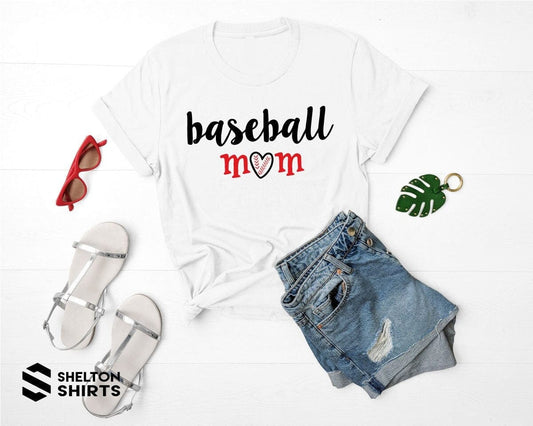 Baseball Mom with Heart Baseball Super Soft Cotton Comfy T-Shirt Candy Wrapper Store