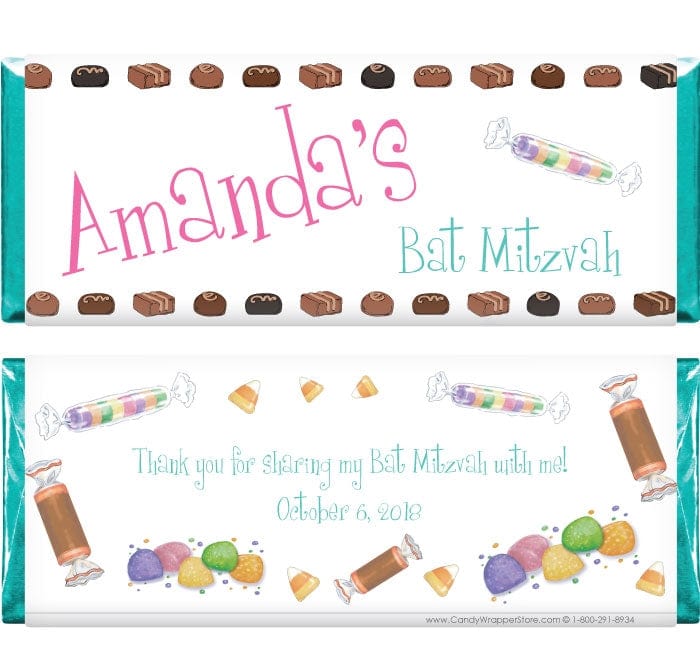 Bat Mitzvah Chocolate Theme 1.55 oz Hershey's Candy Bar Wrappers ...