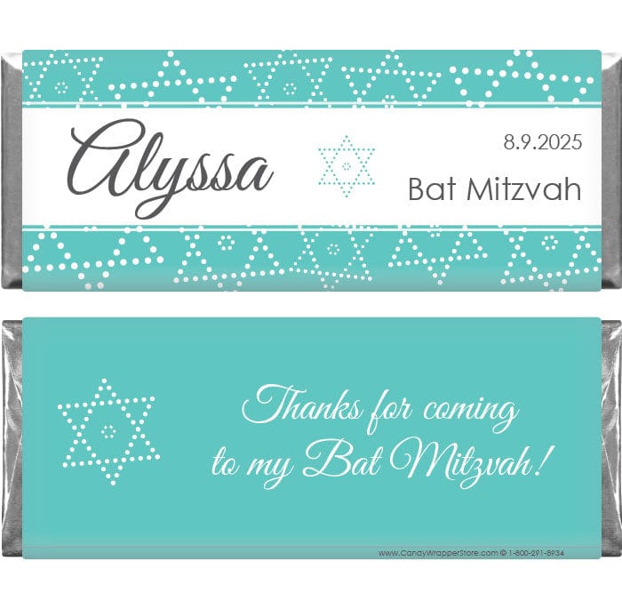 BAT215 - Bat Mitzvah Stars Candy Bar Wrapper Bat Mitzvah Stars Candy Bar Wrapper Candy Wrappers BAT215