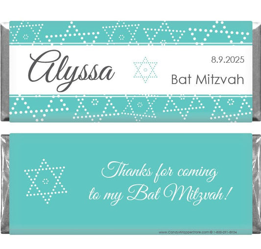 BAT215 - Bat Mitzvah Stars Candy Bar Wrapper Bat Mitzvah Stars Candy Bar Wrapper Candy Wrappers BAT215