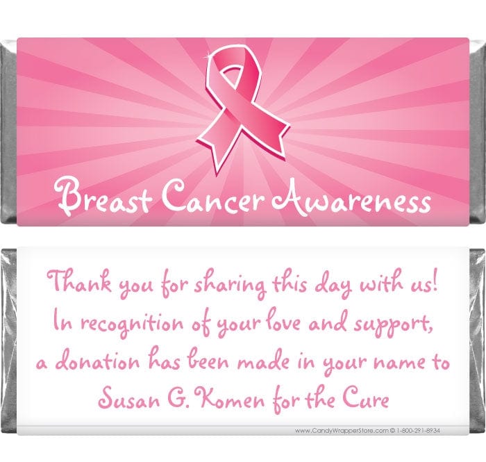 BCA203 - Pink Ribbon Burst Breast Cancer Awareness Candy Wrapper Pink Ribbon Burst Breast Cancer Awareness Candy Wrapper Candy Wrappers BCA203