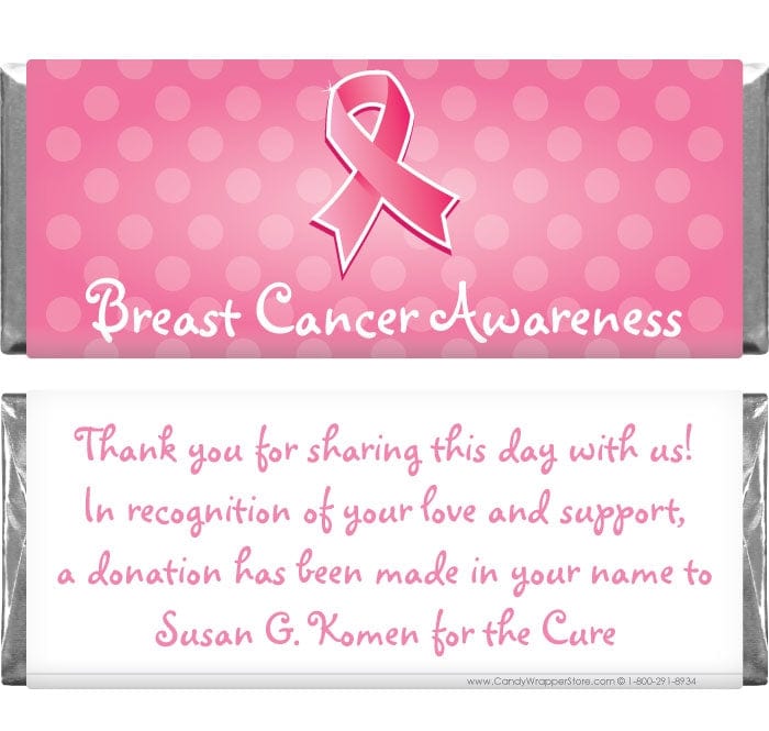 BCA204 - Pink Ribbon Dots Breast Cancer Awareness Candy Wrapper Pink Ribbon Dots Breast Cancer Awareness Candy Wrapper Candy Wrappers BCA204