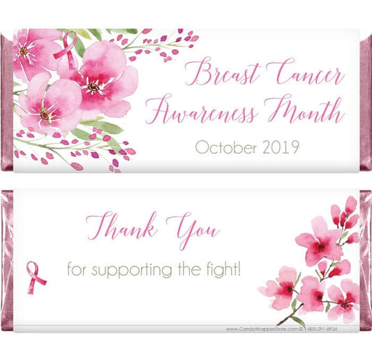 BCA207 - Pretty Pink Peonies Breast Cancer Awareness Candy Bar Wrappers Pretty Pink Peonies Breast Cancer Awareness Candy Bar Wrappers Candy Wrappers BCA207
