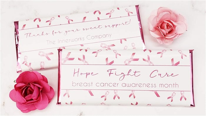 BCA208 - Breast Cancer Awareness Watercolor Pink Ribbons Candy Bar Wrappers Breast Cancer Awareness Watercolor Pink Ribbons Candy Bar Wrappers Candy Wrappers BCA208