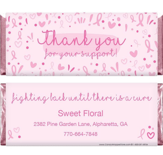 BCA210 - Pink Ribbon Confetti Breast Cancer Awareness Candy Bar Wrappers Pink Ribbon Confetti Breast Cancer Awareness Candy Bar Wrappers Candy Wrappers BCA210