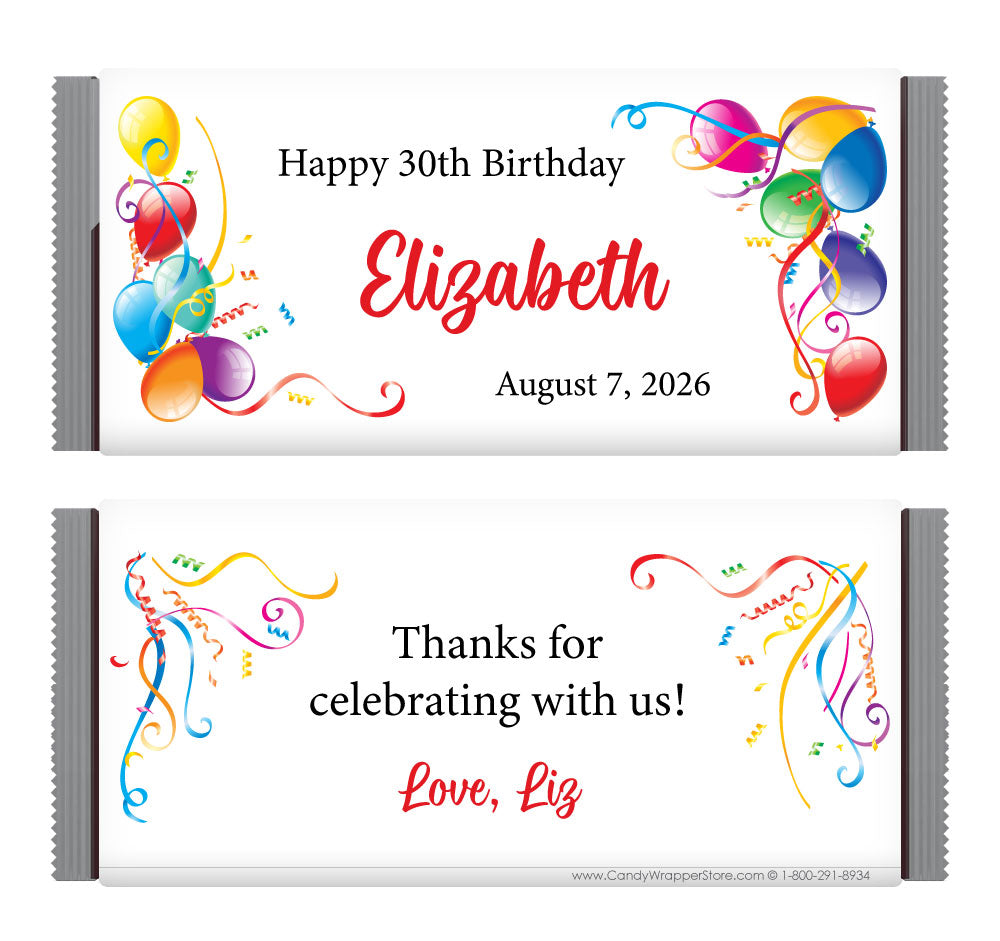 BD200XL - 4.4oz Hersheys Candy Bar Wrappers XL Birthday Candy Bar Wrappers