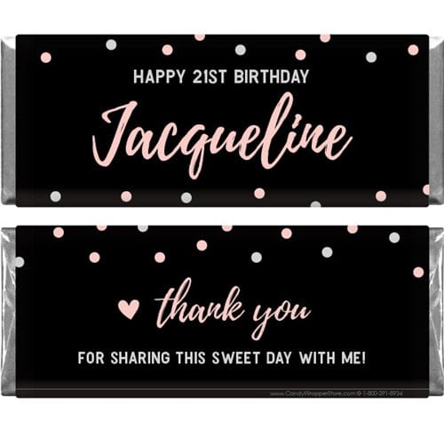 BD204 - Rose Gold and Silver Dots Birthday Candy Bar Wrappers Rose Gold and Silver Dots Birthday Candy Bar Wrappers Candy Wrappers BD204