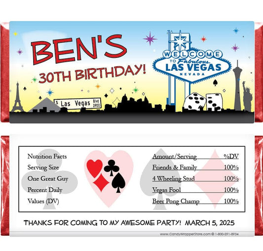 BD215 - Las Vegas Birthday Candy Bar Wrappers Las Vegas Birthday Candy Bar Wrappers Candy Wrappers BD215
