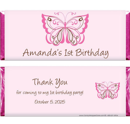 BD219 - Swirl Butterfly Birthday Candy Bar Wrappers Swirl Butterfly Birthday Candy Bar Wrappers Candy Wrappers BD219