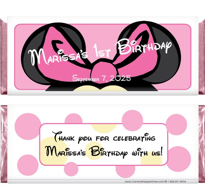 Minnie Mouse with Photo Birthday Candy Bar Wrappers – Candy Wrapper Store