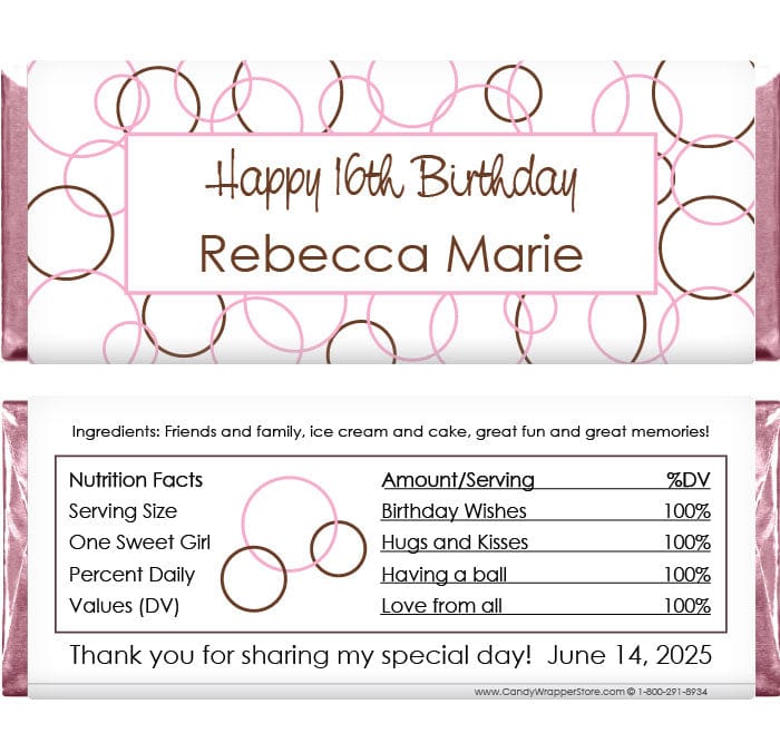 BD247 - Simple Circles Birthday Candy Bar Wrappers Simple Circles Birthday Candy Bar Wrappers Candy Wrappers BD247