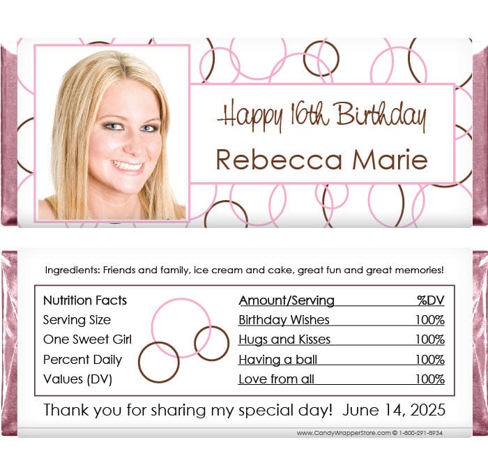 BD247photo - Photo Birthday Circles Candy Bar Wrappers Photo Birthday Circles Candy Bar Wrappers Candy Wrappers BD247