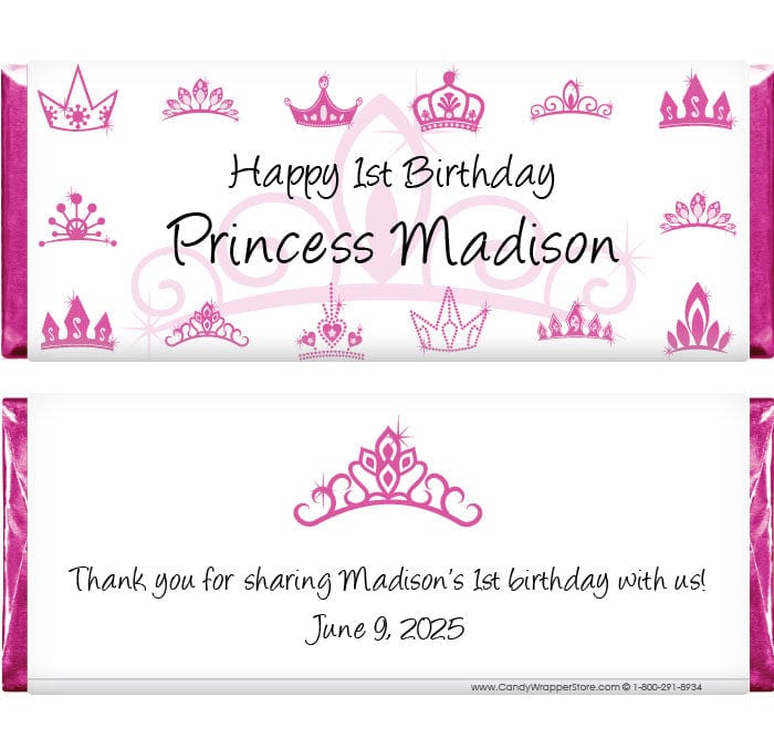 BD249 - Princess Crowns Birthday Candy Bar Wrappers Princess Crowns Birthday Candy Bar Wrappers Candy Wrappers BD249