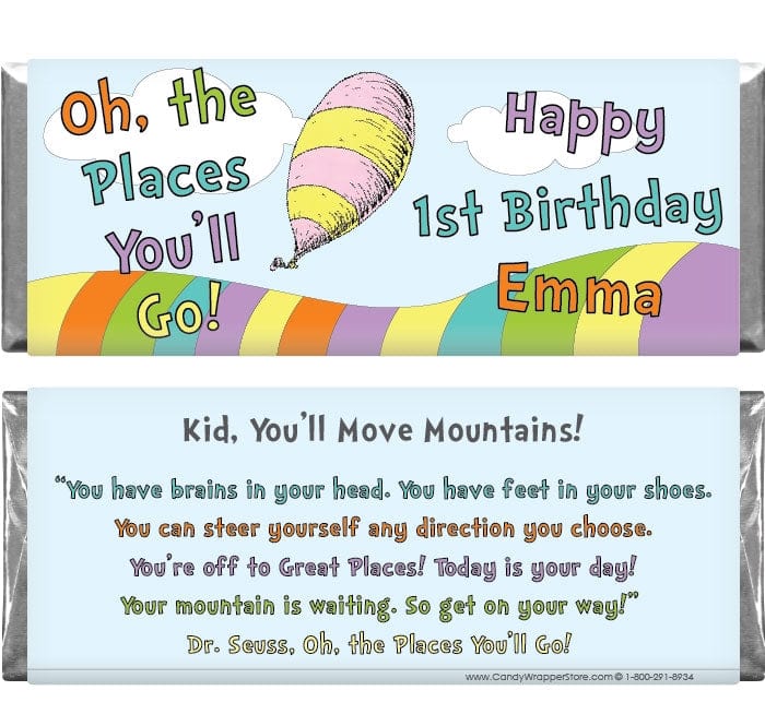 BD269 - Oh, the Places You'll Go Dr Seuss Birthday Candy Bar Wrapper Oh, the Places You'll Go Dr Seuss Birthday Candy Bar Wrapper Candy Wrappers BD269