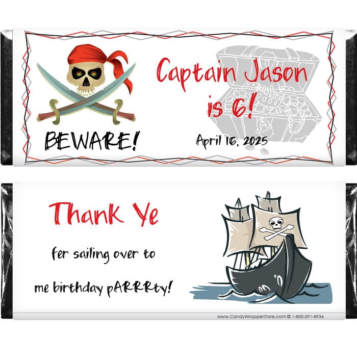 BD281 - Pirate Birthday Candy Bar Wrappers Pirate Birthday Candy Bar Wrappers Candy Wrappers BD281