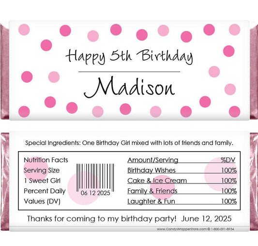 BD286 - Birthday Polka Dots Candy Bar Wrappers Birthday Dots Candy Bar Wrappers Candy Wrappers BD286