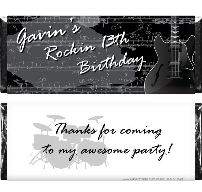 BD297 - Birthday Rockin Guitar Candy Bar Wrappers Birthday Rockin Guitar Candy Bar Wrappers Candy Wrappers BD297