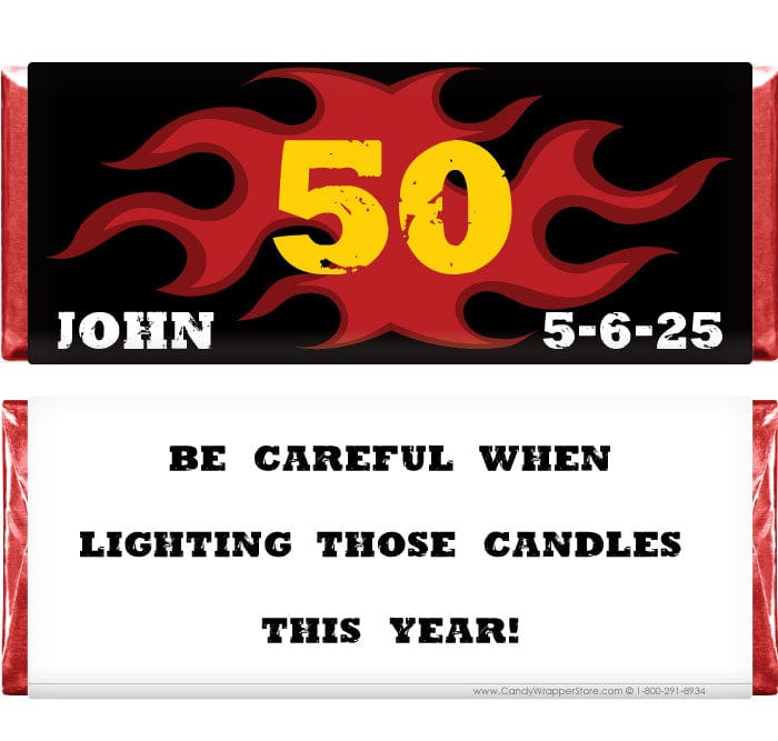 BD303 - Man on Fire Birthday Hersheys Wrapper Man on Fire Birthday Hersheys Wrapper Candy Wrappers BD303