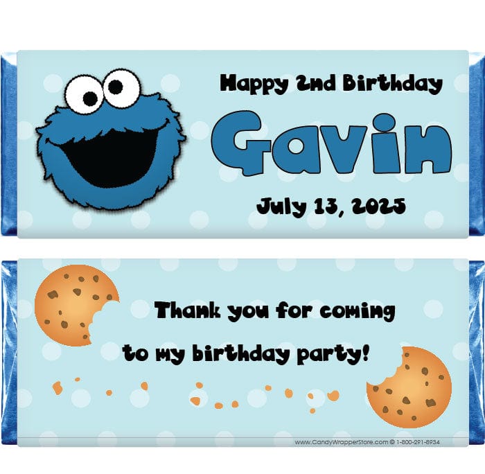 BD311 - Cookie Monster Birthday Candy Bar Wrappers Cookie Monster Birthday Candy Bar Wrappers Candy Wrappers BD311
