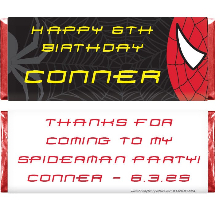 BD325 - Birthday Spiderman Candy Bar Wrappers Birthday Spiderman Candy Bar Wrappers Candy Wrappers BD325
