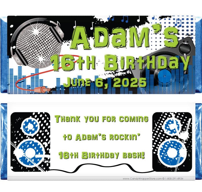 BD331 - Birthday DJ Music Theme Candy Bar Wrappers Birthday DJ Music Theme Candy Bar Wrappers Candy Wrappers BD331