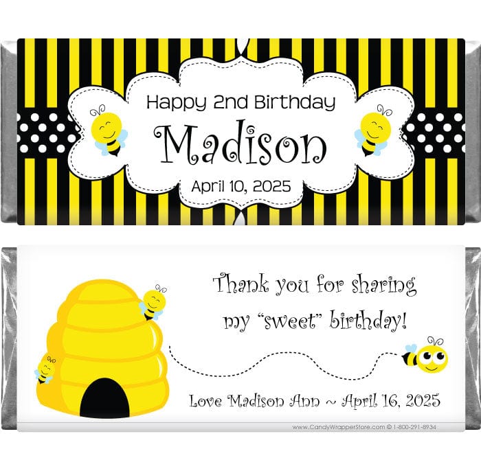 BD337 - Busy Bee Birthday Candy Bar Wrapper Busy Bee Birthday Candy Bar Wrapper Candy Wrappers BD337