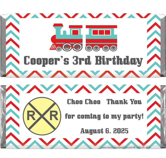 BD350 - Train Birthday Candy Bar Wrappers Choo Choo Train Birthday Custom Hershey's Candy Bar wrappers Candy Wrappers BD350