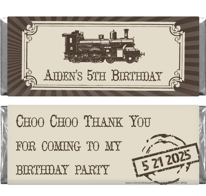 BD351 - Vintage Train Birthday Candy Bar Wrappers Vintage Train Birthday 1.55 oz Hersheys Candy Bar wrappers Candy Wrappers BD351