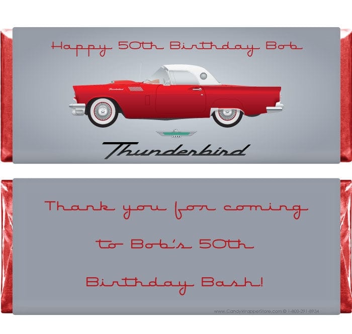 BD358 - Birthday Ford Thunderbird Candy Bar Wrappers Birthday Ford Thunderbird Candy Bar Wrappers Candy Wrappers BD358