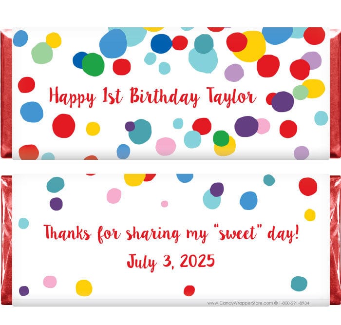 BD368 - Bold Modern Dots Birthday Candy Bar Wrappers Bold Modern Dots Birthday Candy Bar Wrappers Candy Wrappers BD368