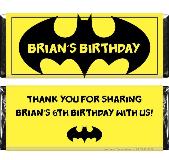 BD376 - Batman Birthday Candy Bar Wrappers Batman Birthday Candy Bar Wrappers Candy Wrappers BD376