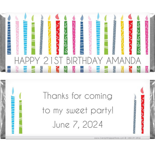 BD379 - Whimsical Candles Birthday Candy Bar Wrapper Whimsical Candles Birthday Candy Bar Wrapper Candy Wrappers BD379