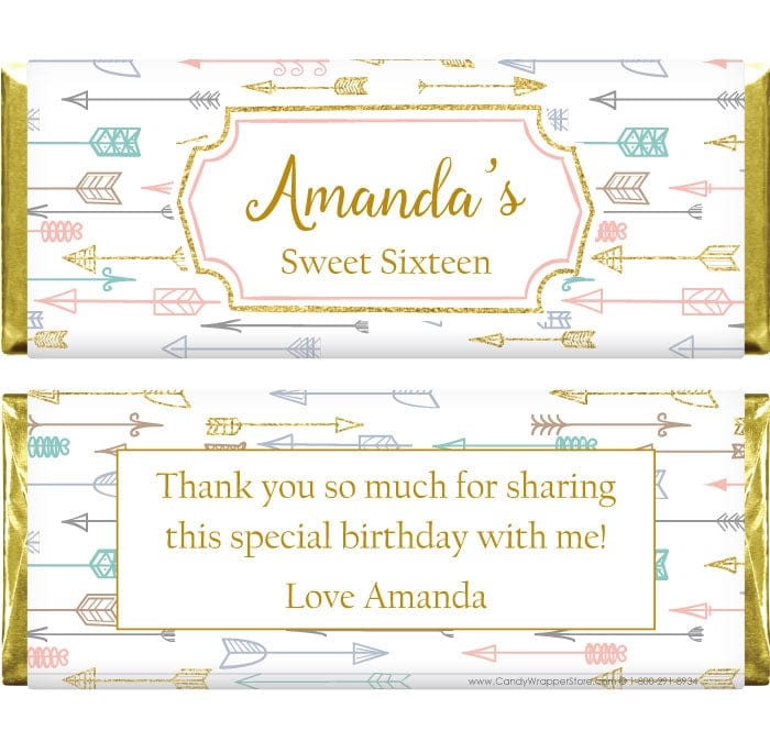 Arrows and Glitter Birthday Custom Candy Bar Wrapper – Candy Wrapper Store