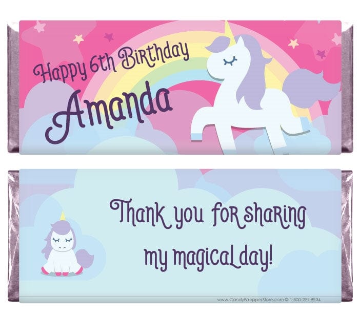 BD398 - Unicorn and Rainbow Birthday Candy Bar Wrappers Unicorn and Rainbow Birthday Candy Bar Wrappers Candy Wrappers BD398