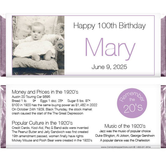 BD420 - 1920's Photo Birthday Candy Bar Wrappers 1920's Photo Birthday Candy Bar Wrappers Candy Wrappers BD420