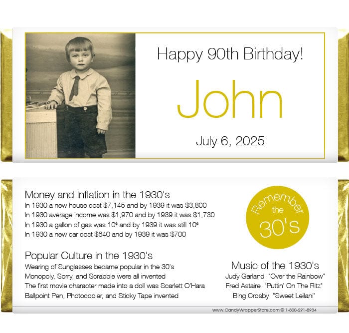 BD430 - 1930's Photo Birthday Candy Bar Wrappers 1930's Photo Birthday Candy Bar Wrappers Candy Wrappers BD430