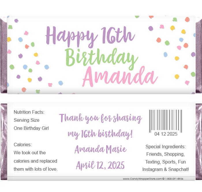 BD436 - Scattered Confetti Dots Birthday Candy Bar Wrapper Scattered Confetti Dots Birthday Candy Bar Wrapper Candy Wrappers BD436