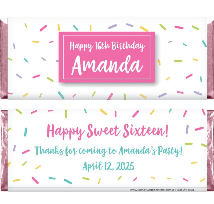 BD439 - Colorful Sprinkles Birthday Candy Bar Wrapper Colorful Sprinkles Birthday Candy Bar Wrapper Candy Wrappers BD439