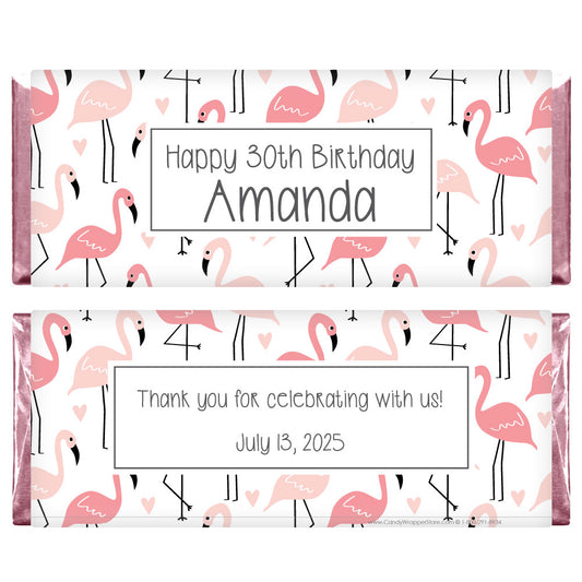 BD449 - Pink Flamingos Birthday Candy Bar Wrapper Pink Flamingos Birthday Candy Bar Wrapper Candy Wrappers BD449
