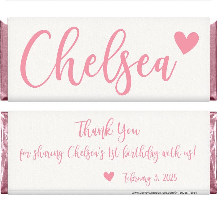 BD458 - Script Name with Heart Birthday Candy Bar Wrapper Script Name with Heart Birthday Candy Bar Wrapper Candy Wrappers BD458