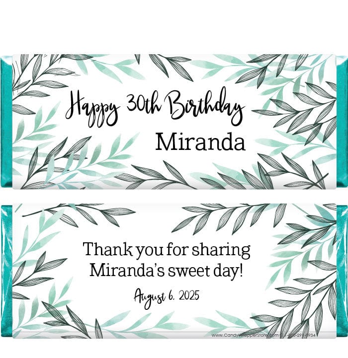 BD461 - Tiffany Blue Branches Birthday Candy Bar Wrapper Tiffany Blue Branches Birthday Candy Bar Wrapper Candy Wrappers BD461