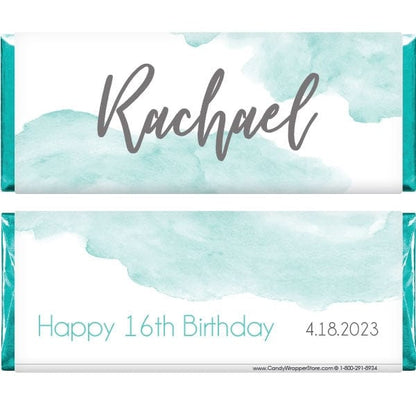 BD473 - Wispy Watercolor Birthday Candy Bar Wrappers Wispy Watercolor Birthday Candy Bar Wrappers Candy Wrappers BD473