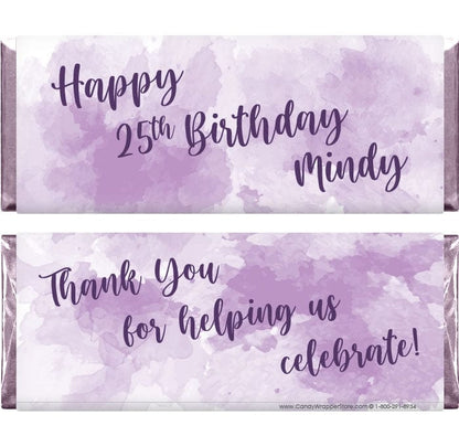 BD487 - Watercolor Birthday Candy Bar Wrappers Watercolor Birthday Candy Bar Wrappers Candy Wrappers BD487