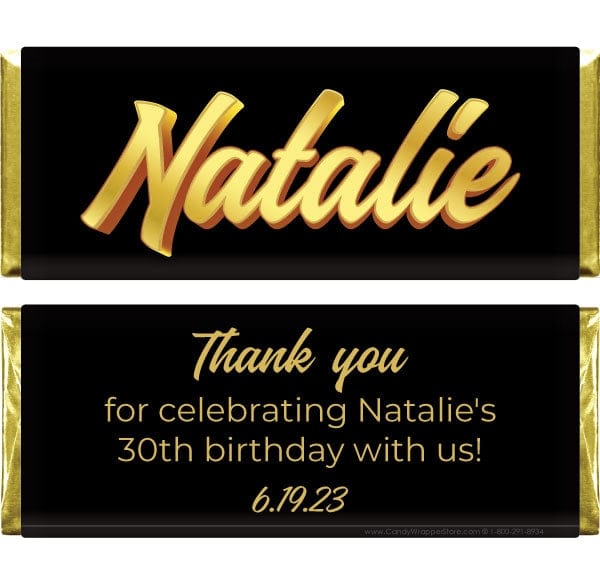BD491 - Golden Name Birthday Candy Bar Wrapper Golden Name Birthday Candy Bar Wrapper Candy Wrappers BD491